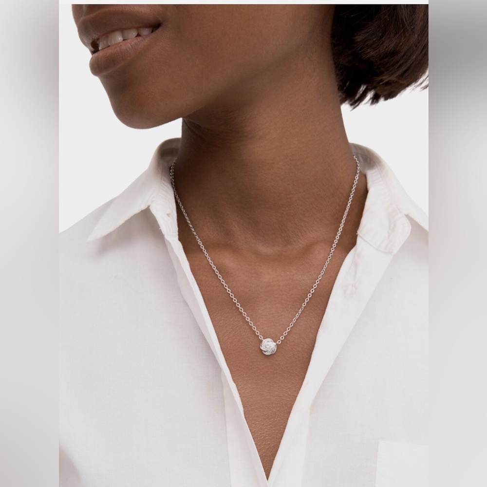 KATE SPADE Infinity & Beyond Knot Mini Necklace Clear/Silver - Picture 3 of 7